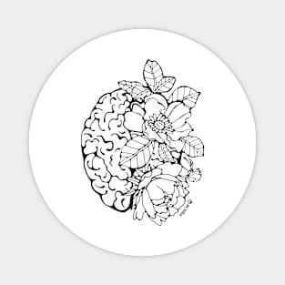 Brain blossom black and white Magnet